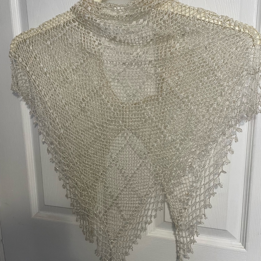 Elegant Cream Crochet Short Sleeve Top